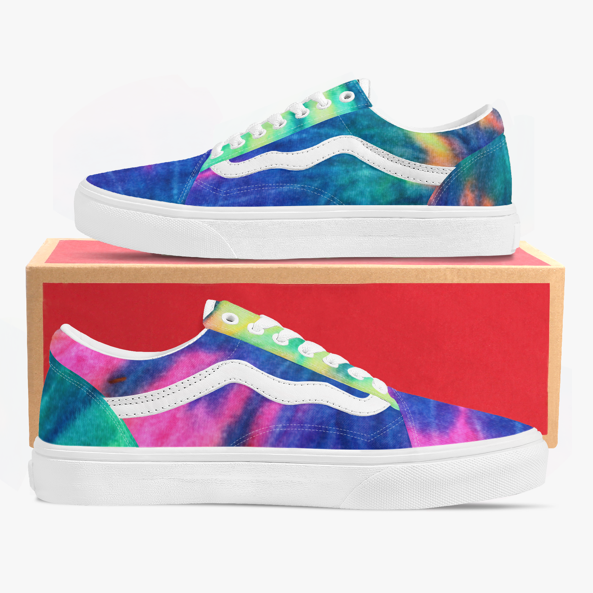 We Colo-rado colorful watercolor low-top sneakers with white laces and white soles