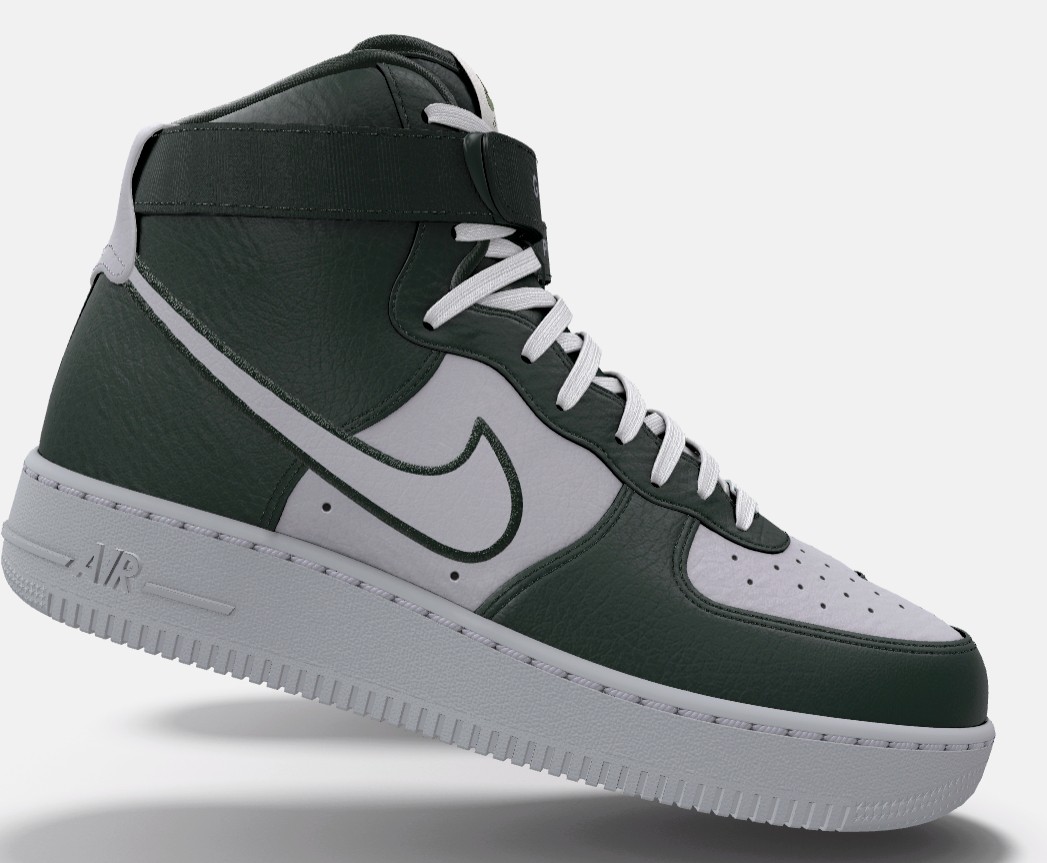 Gods Pro forest green and grey Nike Air Force 1 High with GODS and PRO ankle straps